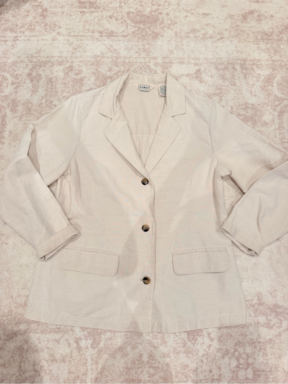L.L. Bean Women's Pale Cream Single-Breasted Blazer Jacket
